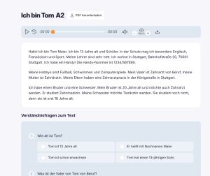 Zrzut ekranu ćwiczeń czytania